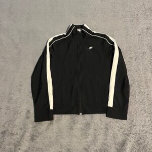 Vintage Y2K Nike Track Jacket Womens Medium Black Full Zip Athletic Training